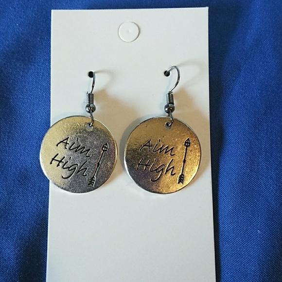 Handmade Sliver Aim High dangling earrings - Picture 1 of 2